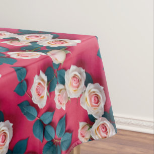 Toalha De Mesa Rosas Vermelhas E Brancas