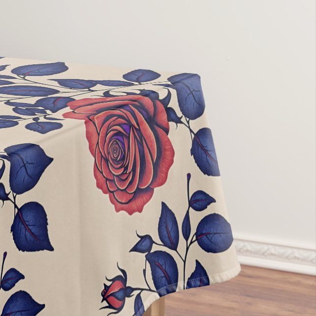 Toalha De Mesa Rosas Vermelhas Pintadas à Mão em Negrito  (Posição Original)