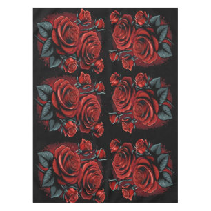 Toalha De Mesa Rosas vermelhas sobre o partido Arte Negra