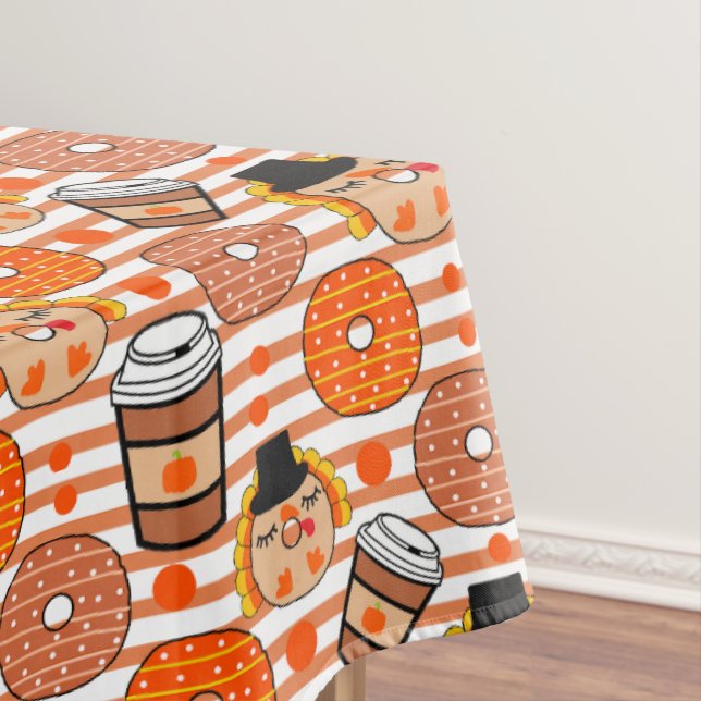 Toalha De Mesa Rosquinhas de Ação de Graças e Café Queda Laranja (Posição Original)