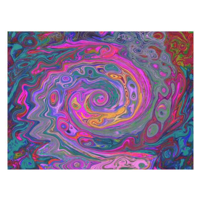 Toalha De Mesa Roteiro Magenta Retroativo, Verde e Abstrato Laran (Frente (Horizontal))