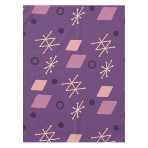 Toalha De Mesa Roxo Abstrato Geométrico dos anos 50