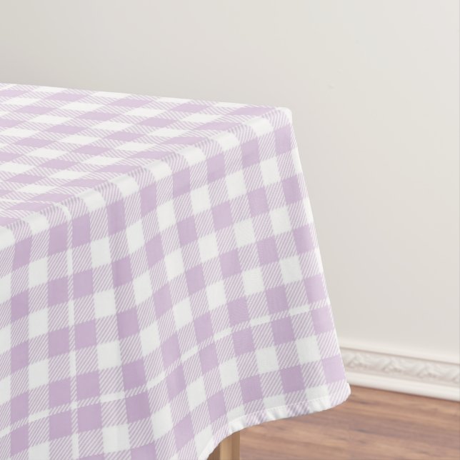 Toalha De Mesa Roxo Pálido Xadrez Moderno Gingham Rústico (Posição Original)