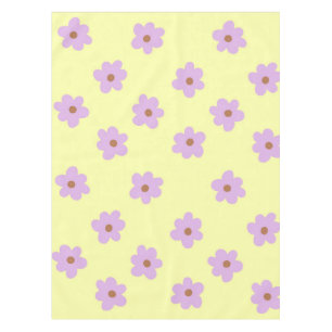 Toalha De Mesa Roxo Whimsso e Floral Amarelo Cheio