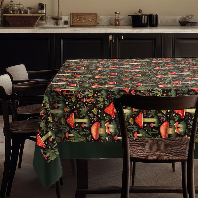 Toalha De Mesa Rustic Aesthetic Tablecloth Mushrooms & Ferns (Rustic Aesthetic Tablecloth Mushrooms & Ferns)