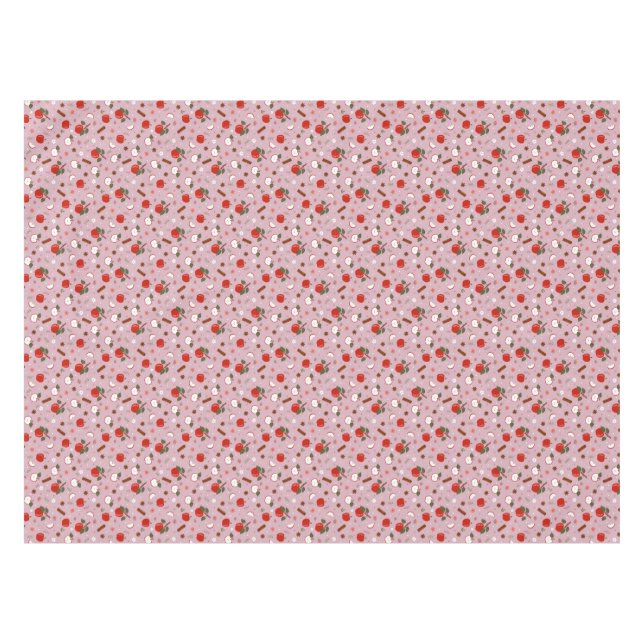 Toalha De Mesa Rustic Apple & Cinnamon Pattern. Pink Cozy Kitchen (Frente (Horizontal))