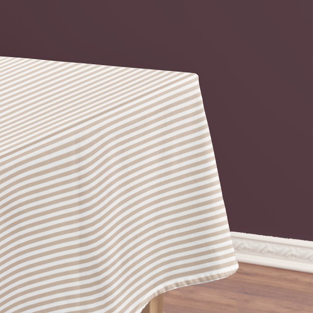 Toalha De Mesa Rustic Chic Tendência Café Padrão Listrado Branco (Rustic Chic Trendy Coffee White Striped Pattern Tablecloth)