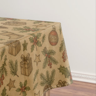 Toalha De Mesa Rústico, padrão de Natal vintage
