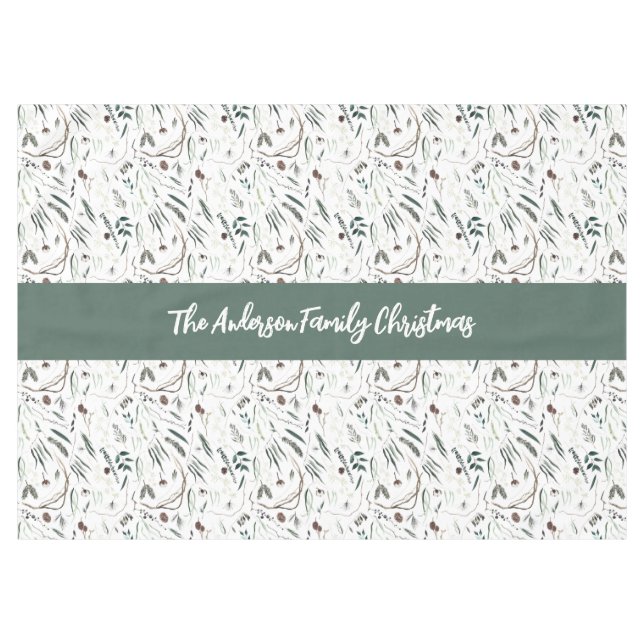 Toalha De Mesa Sábio de folhagem moderna elegante (Frente (Horizontal))