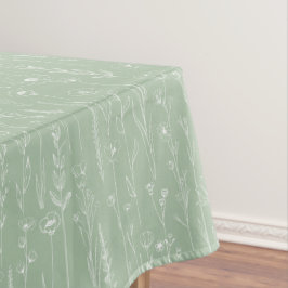Toalha De Mesa Sage Green Wildflower Baby Shower Tablecloth
