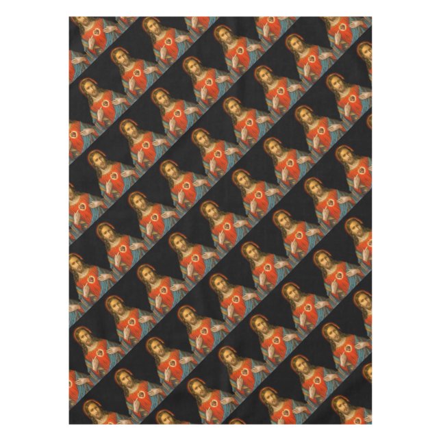 Toalha De Mesa Sagrado Coração de Jesus c1899 Alemanha (Frente)