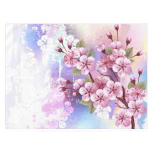 Toalha De Mesa Sakura rosa no fundo da pintura