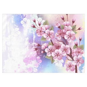 Toalha De Mesa Sakura rosa no fundo da pintura
