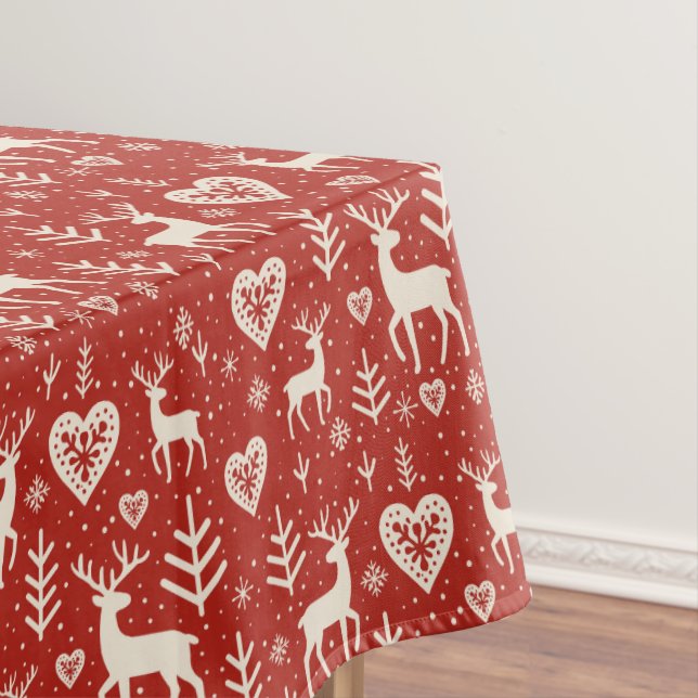 Toalha De Mesa Scandi Reindeer Hearts (Posição Original)
