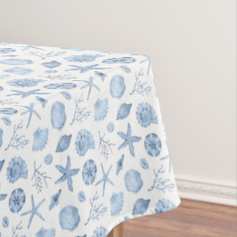 Toalha De Mesa Seashells Blue Watercolor Seashore