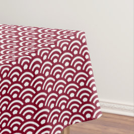 Toalha De Mesa Seigaiha, Waves, Japanese, Burgundy and White