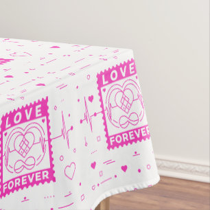Toalha De Mesa Selo do Dia dos Namorados Amor Rosa Neon Para Semp