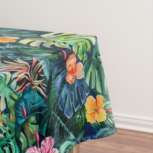 Toalha De Mesa Selva de Hibiscus Monstera (Posição Original)
