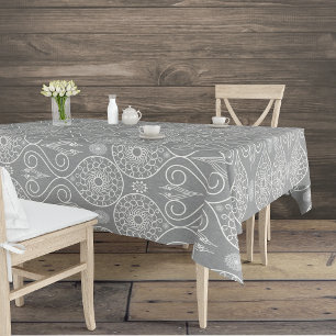 Toalha De Mesa sementes de polvo têxtil fibroso de cinza com padr