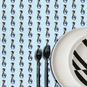 Toalha De Mesa Sereia Tribal Azul