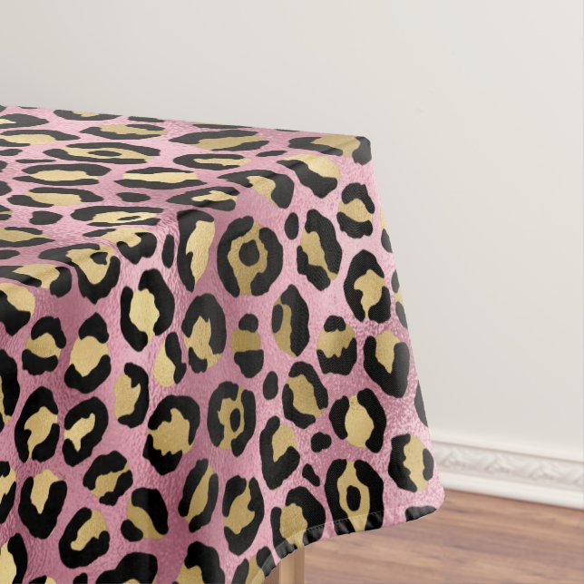 Toalha De Mesa Série de Design Leopardo Rosa e Dourado 15 (Posição Original)