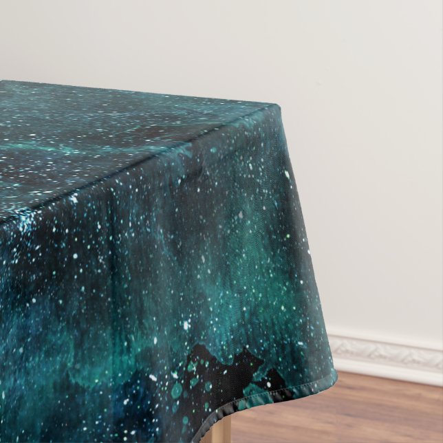 Toalha De Mesa Série Design Galáxia Verde-azulado 4 (Posição Original)