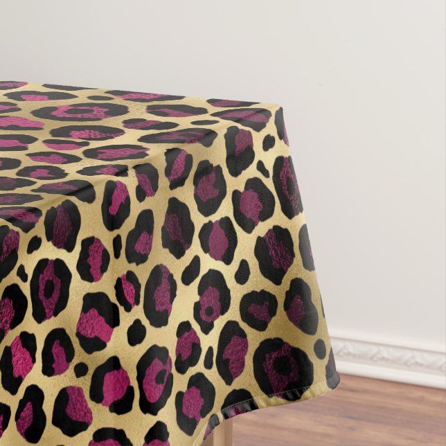 Toalha De Mesa Série Leopard Burgundy e Dourada Design 2 (Posição Original)