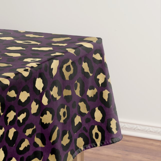 Toalha De Mesa Série Leopardo roxa e Dourada Design 2 (Posição Original)