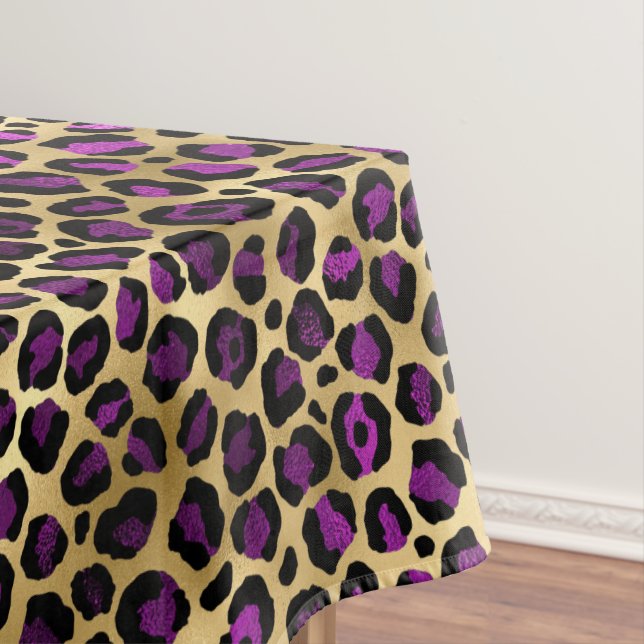 Toalha De Mesa Série Leopardo roxa e Dourada Design 4 (Posição Original)