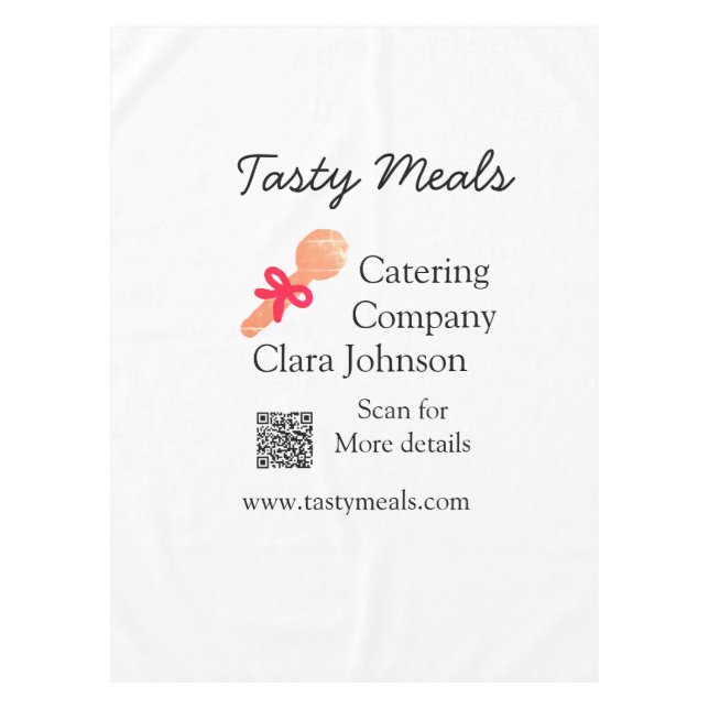 Toalha De Mesa serviços de catering adicionar nome código QR site (Frente)