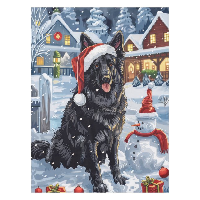 Toalha De Mesa Shepherd Dog Winter Wonderland Christmas (Frente)