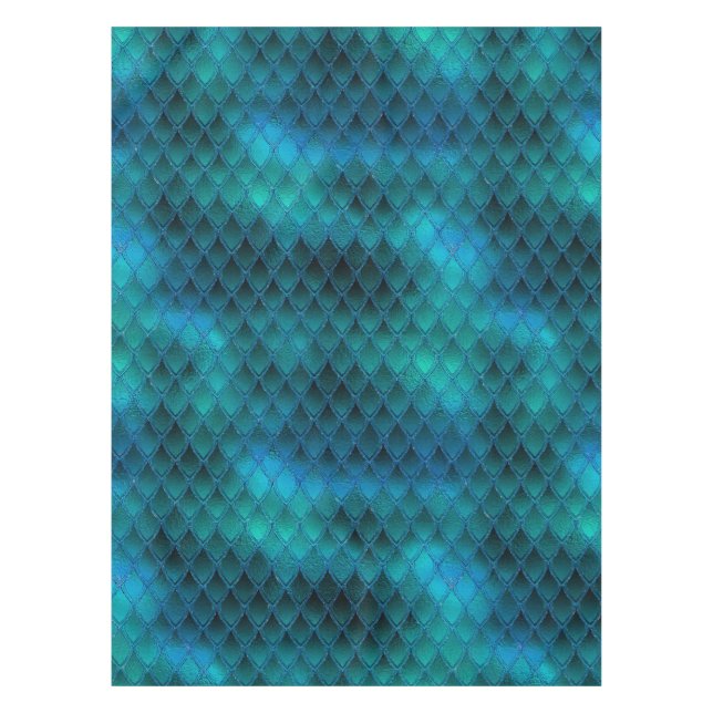 Toalha De Mesa Shimmering Teal & Glitter Dragon Scales (Frente)