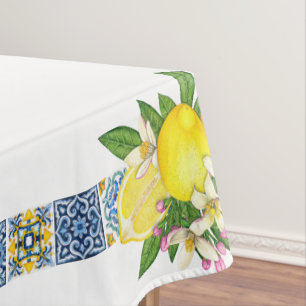 Toalha De Mesa Siciliana Majolica Azulejo Lemons - Mediterrâneo b
