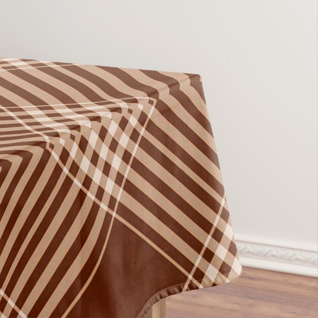 Toalha De Mesa Sienna Brown e Xadrez Branca (Posição Original)