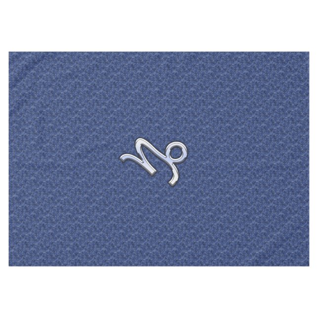 Toalha De Mesa Silver Capricórnio Zodiac Símbolo Azul Camuflagem (Frente (Horizontal))