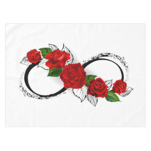 Toalha De Mesa Símbolo do Infinito com Rosas Vermelhas