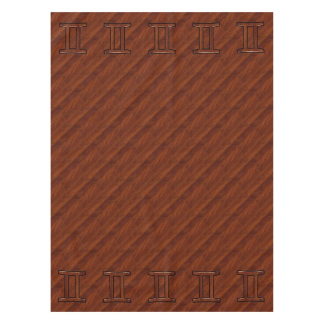 Toalha De Mesa Símbolo Gemini em Brown Mahogany como impressão (Frente)