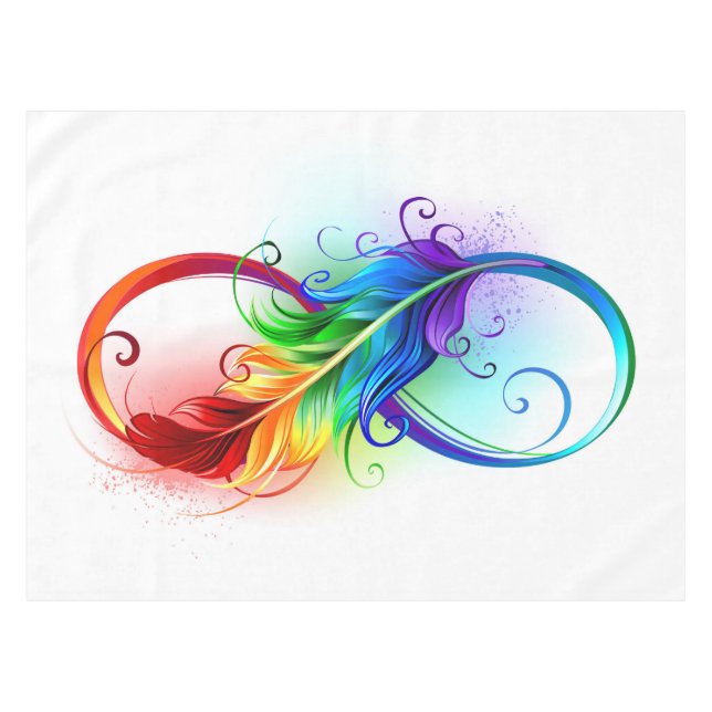 Toalha De Mesa Símbolo Infinito com Pena Arco-Íris (Frente (Horizontal))