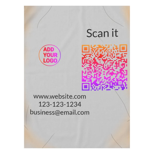 Toalha De Mesa Simple minimal q r code add logo scan code name we (Frente)
