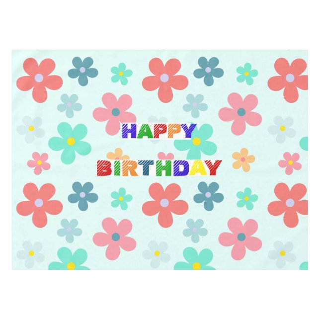 Toalha De Mesa Simples Moderno - Parte de aniversário das flores  (Frente (Horizontal))