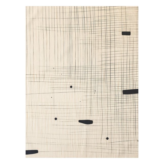 Toalha De Mesa Simples preto e bege Japandi (Frente)