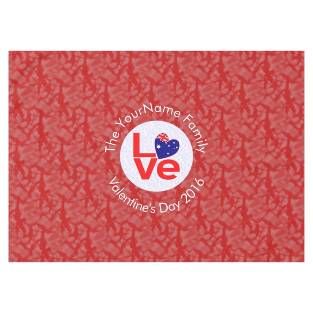 Toalha De Mesa Sinalizador australiano Red LOVE (Frente (Horizontal))