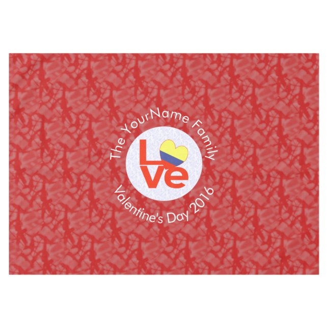 Toalha De Mesa Sinalizador Colombiano Red LOVE Personalizado (Frente (Horizontal))