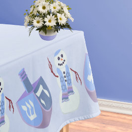 Toalha De Mesa Snowman Dreidels Blue Jueway Holiday Hanukkah