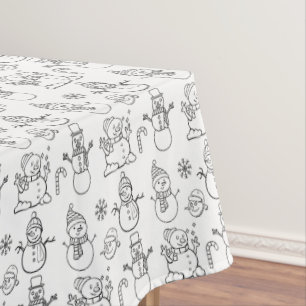 Toalha De Mesa Snowman Winter White Xmas Retro Vintage festivo