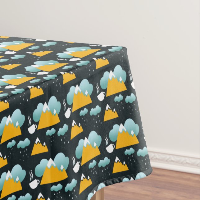 Toalha De Mesa Snowy Rustic Winter Forest Mountain (Posição Original)