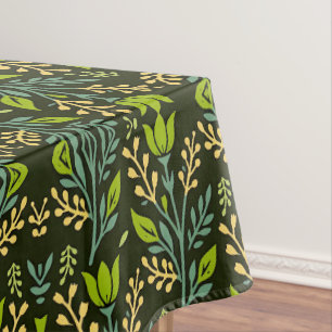 Toalha De Mesa Sofisticado padrão floral azul e bege
