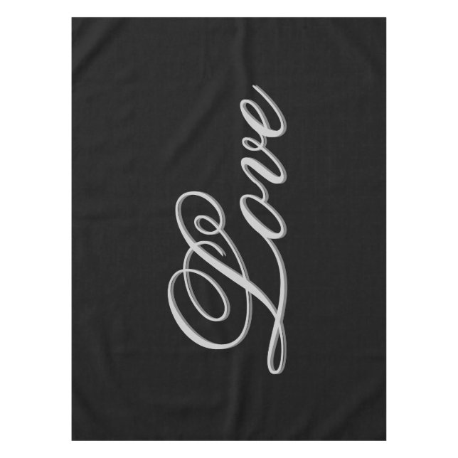 Toalha De Mesa Sofisticado Preto Cinza Amor Casamento (Frente)