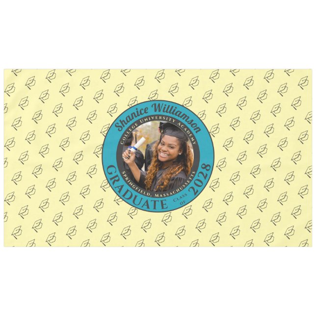 Toalha De Mesa Soft Yellow Modern Graduation Photo Cap Pattern (Frente (Horizontal))