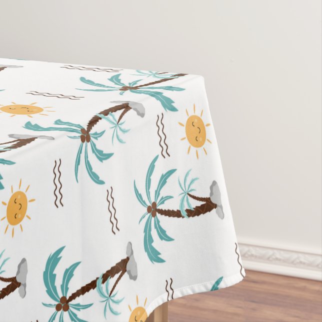 Toalha De Mesa Sol da Palmeira Tropical Turquesa Verde-água (Posição Original)